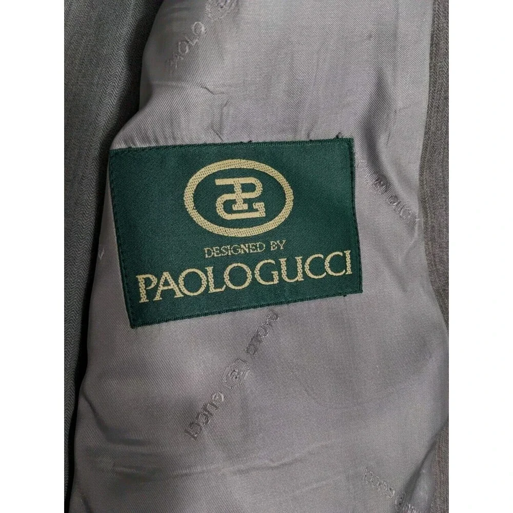 Paolo Gucci Men Sz 46 R Vintage Navy Striped Front Pockets New‎ Wool Blazer 338